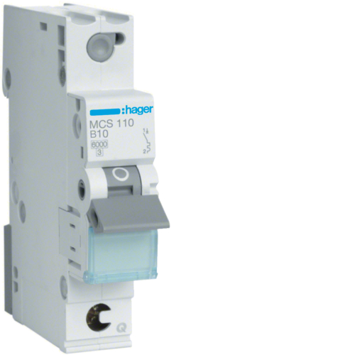 1St. Hager MCS110 Leitungsschutzschalter 1 polig 6kA C 10A QC 1 Modul