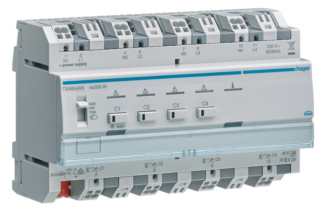 1St. Hager TXA664AN Univ.-Dimmaktor 4f KNX easy 4x300W