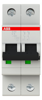 1St. ABB S202-C6 Sicherungsautomat C-Char.,6kA,6A, 2-polig 2CDS252001R0064