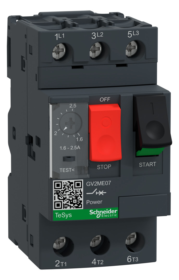 1St. Schneider Electric GV2ME07 Motorschutzschalter, 3p, 1,6-2,5A, Tasterbetätigung, Schraubanschluss