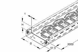 3m Niedax RLVC60.400 Kabelrinne, gelocht, mit angeprägtem Verbinder, 60x400x3000 mm, CITO, Stahl, bandverzinkt DIN EN 10346 RLVC 60.400