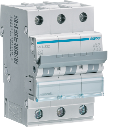 1St. Hager MCN332 Leitungsschutzschalter 3 polig 6kA C 32A 3 Module