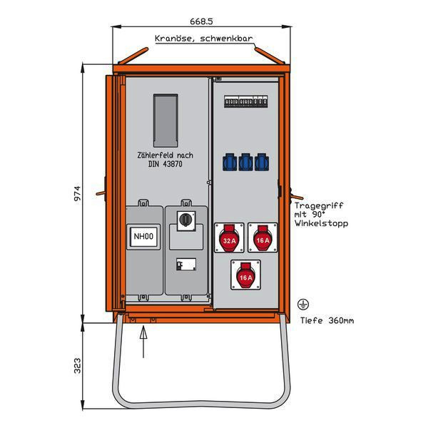 1St. Walther WAV0100BR1 Anschlussverteilerschrank 24kVA mit Zählerplatz