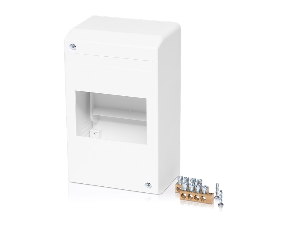 1St. F-Tronic KV04K AP Automatenkasten,160x94x65mm,4 Module mit 4 pol. PE-/N-Klemmen 7260013