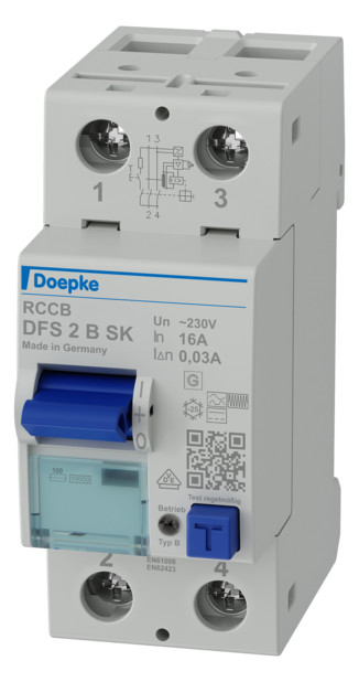 1St. Doepke 09114598, DFS2 016-2/0,03-B SK, FI-Schutzschalter 2p, 16 A, 0.03 A, Typ B SK