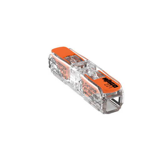 60St. Wago 221-2411 Durchgangsverbinder mit Hebel 2-L AWG12/4qmm transp./transp./orange