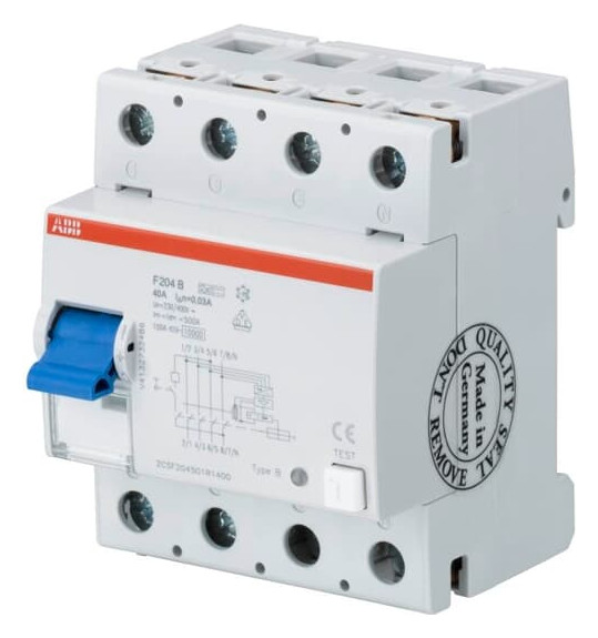 1St. ABB FI F204B+40/0,03 FI-Schutzschalter 4P,TypB+,40A,30mA,kurzzeitverz. 2CSF204701R1400