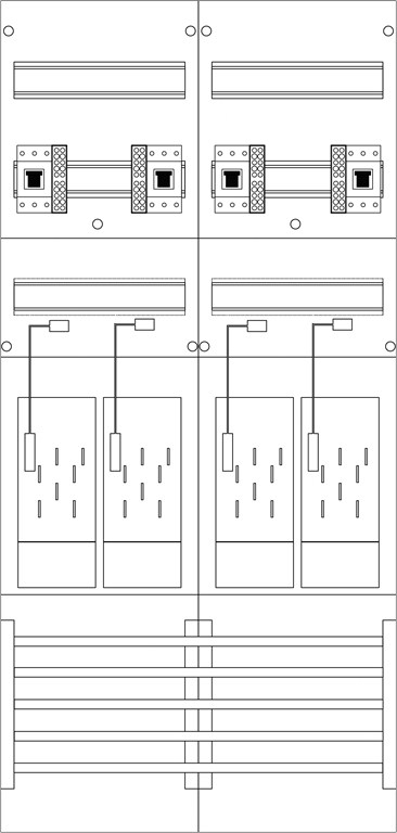 1St. F-Tronic E216DS-HSP Zählerfeld 2-feldrig, H=1050mm, 4-eHZ mit DS, 4 HSP, E216DS-HSP 7120160