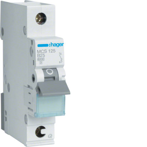 1St. Hager MCS125 Leitungsschutzschalter 1 polig 6kA C 25A QC 1 Modul