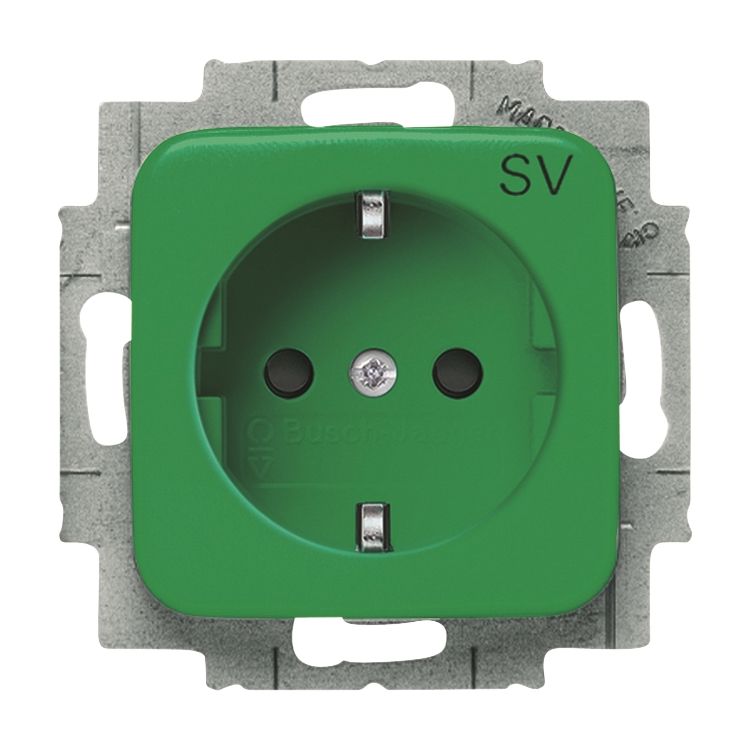 1St. Busch-Jaeger 20EUCKS-13-212-102 Steckdosen-Einsatz mit Aufdruck grün RAL 6032 2CKA002013A5469