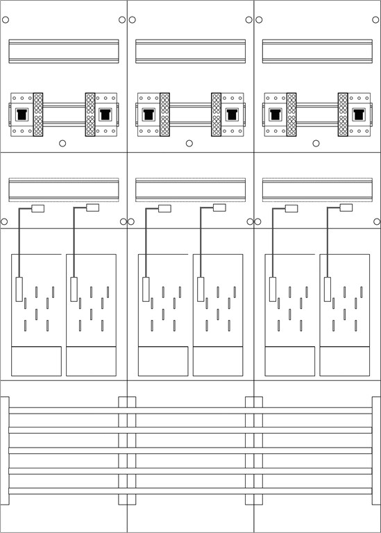 1St. F-Tronic E316DS-HSP Zählerfeld 3-feldrig, H=1050mm, 6-eHZ mit DS, 6 HSP, E316DS-HSP 7120162