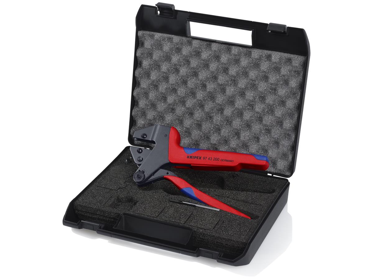 1St. Knipex 97 43 200 Crimp-Systemzange im Koffer im Kunststoffkoffer mit Schaumstoffeinlage, ohne Einsätze 200 mm