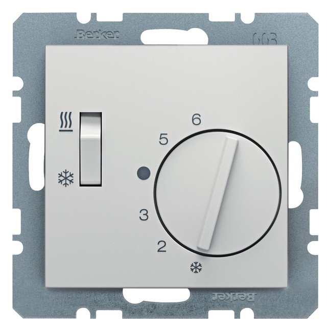 1St. Berker 20291909 Temperaturregler, Wechsler mit Schalter Heizen/Kühlen, S.1/B.3/B.7, polarweiß matt