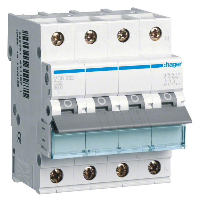 1St. Hager MCN632 LS-Schalter 3P+N 6kA C-32A 4M