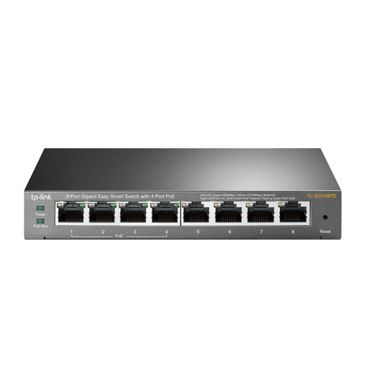 1St. TP-Link 40-27-4271 8-Port-Gigabit-Easy-Smart-Switch mit 4 PoE-Ports TL-SG108PE