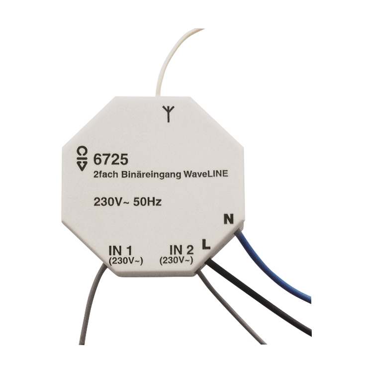 1St. Busch-Jaeger 6725 Binäreingang WaveLINE, 2-fach, 230 V~ Fernsteuerung studioweiß