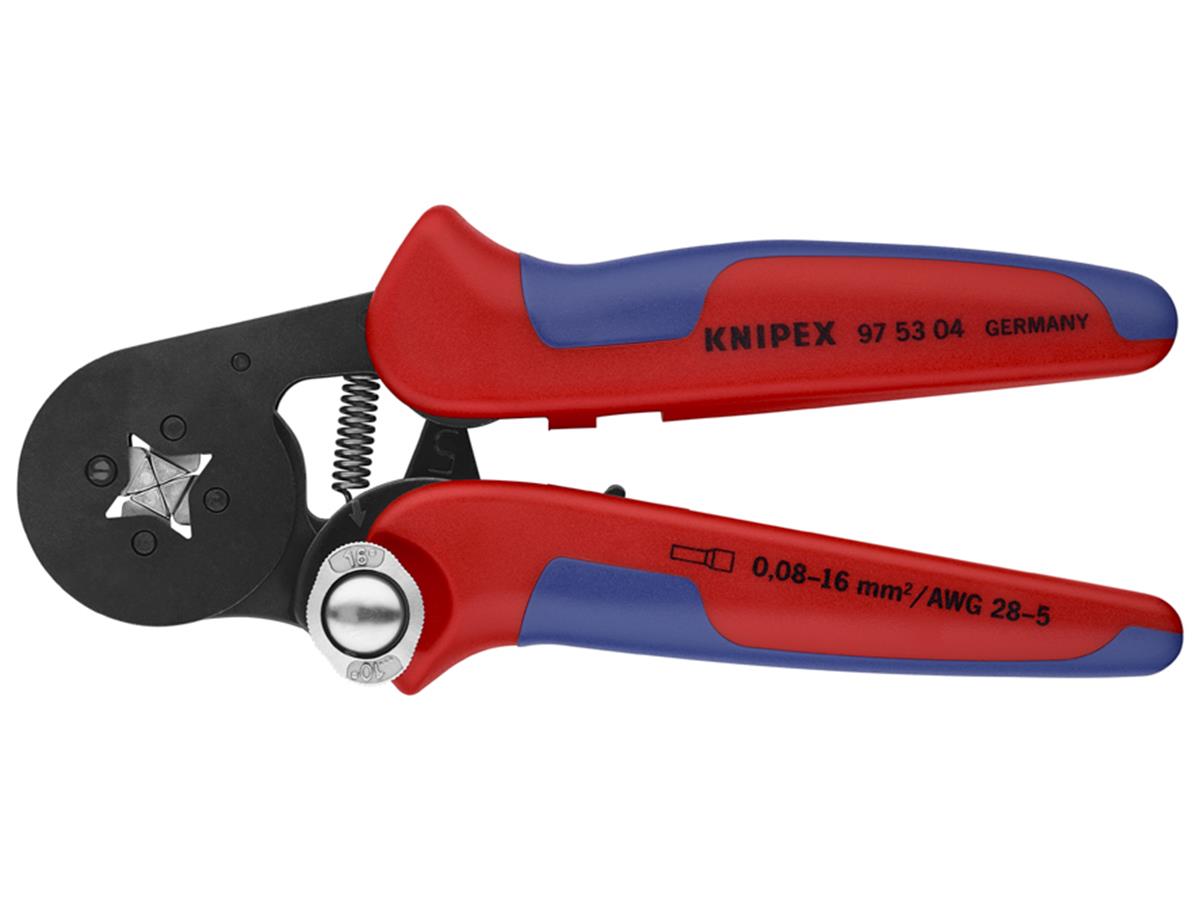 1St. Knipex 97 53 04 SB Aderendhülsen-Presszange, selbsteinstellend Vierkantpressung mit Seiteneinführung 0,08 - 10 + 16 mm²