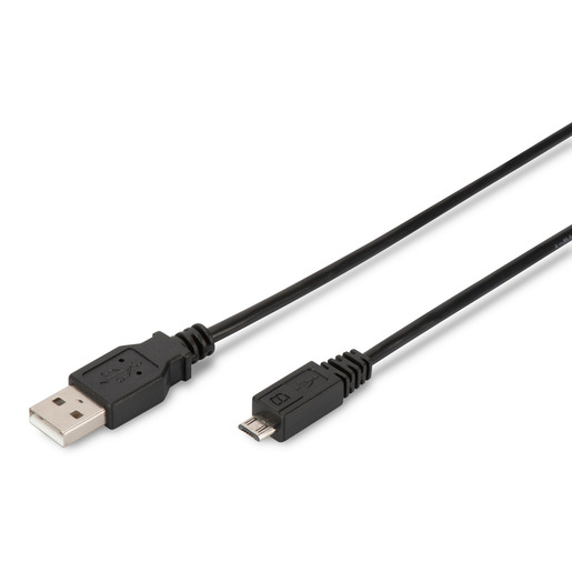 1m Assmann AK-300110-010-S USB 2.0 Anschlusskabel, Typ A - micro B St/St, 1.0m, USB 2.0 konform, UL, sw