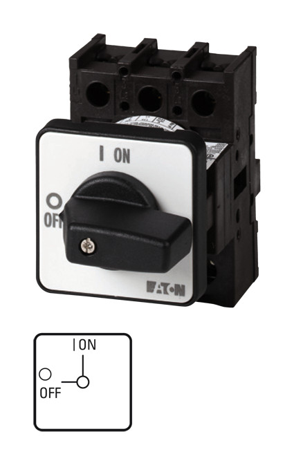 1St. Eaton 079065 EIN-AUS-Schalter, P1, 32 A, Einbau, 3-polig, mit schwarzem Knebel und Frontschild P1-32/E