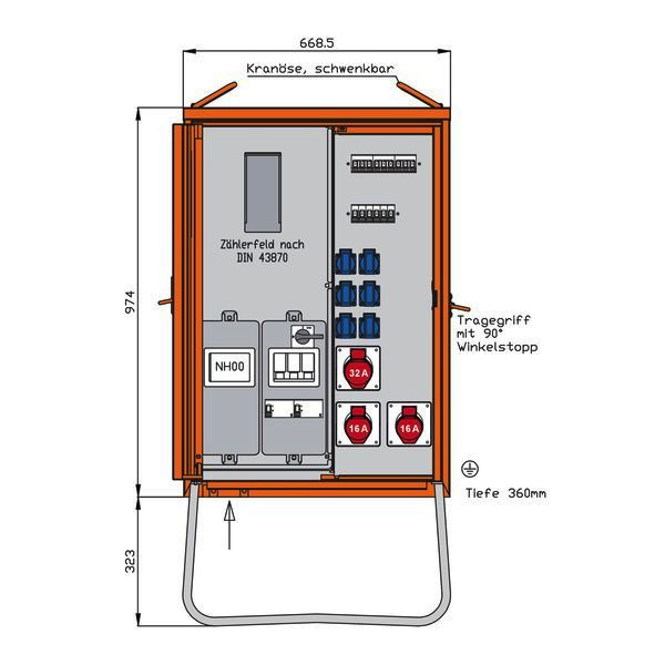 1St. Walther WAV0131R1 Anschlussverteilerschrank 44kVA mit Zählerplatz