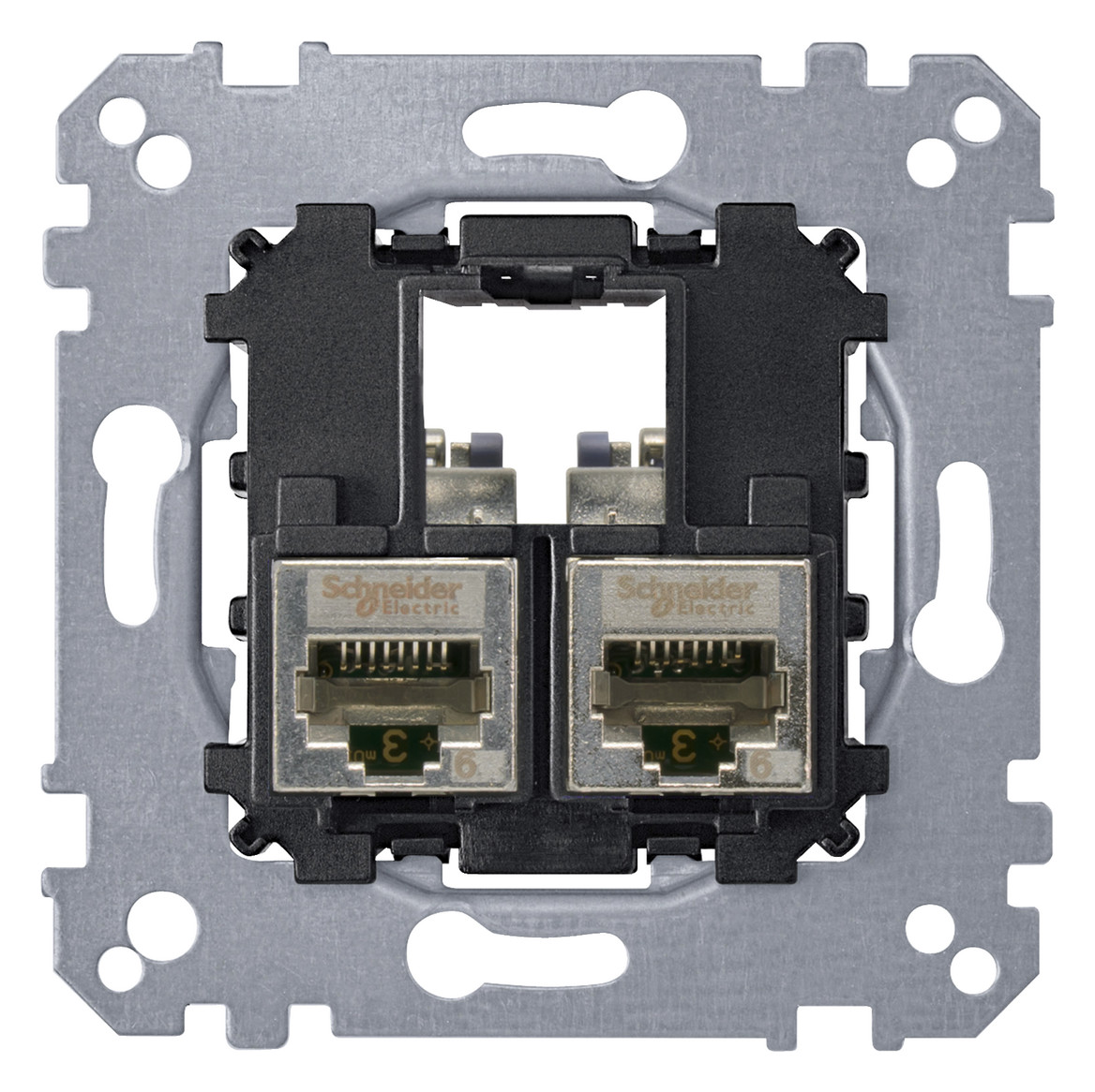 1St. Merten MEG4576-0022 Tragplatte 2fach mit Anschlußmodul Schneider Electric - Actassi RJ45 Cat6A STP