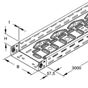 3m Niedax RLVC60.100 Kabelrinne, gelocht, mit angeprägtem Verbinder, 60x100x3000 mm, CITO, Stahl, bandverzinkt DIN EN 10346 RLVC 60.100