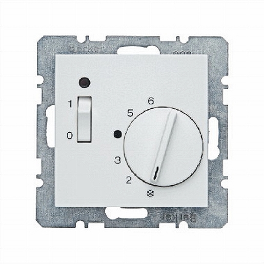 1St. Berker 20301909 Temp.-Regler mit Öffner Zentralstück. Wippsch. u. LED S.1/B.3/B.7 polarweiß matt