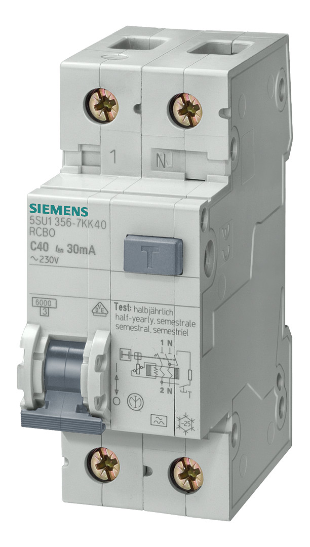 1St. Siemens 5SU1356-7KK10 FI/LS-Schalter, 6 kA, 1P+N, Typ A, 30 mA