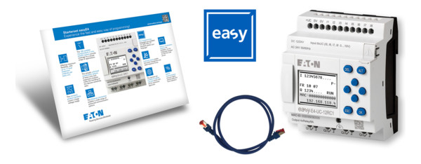 1St. Eaton 197227 Starterpaket bestehend aus EASY-E4-UC-12RC1, Patchleitung und Software-Lizenz für easySoft EASY-BOX-E4-UC1