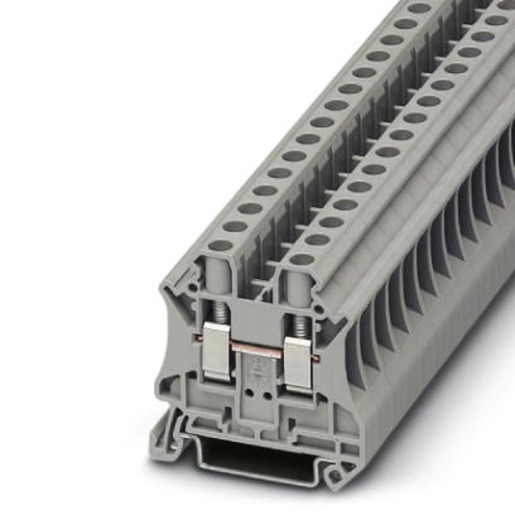 10St. Phoenix Contact UT 6 Durchgangsklemme 1000 V 41 A Schraubanschluss Anzahl der Anschlüsse: 2 0,2 mm² - 10 mm² AWG: 24 - 8 B=8,2 mm H=46,9 mm grau Montageart: NS 35/7,5 NS 35/15