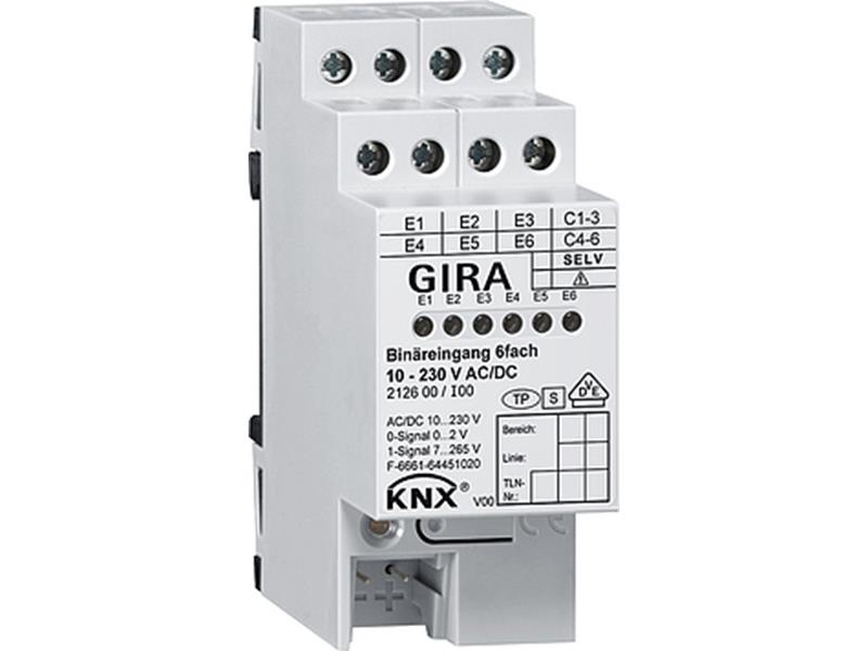 1St. Gira 212600 Binäreing. 6f 10 - 230 V AC/DC KNX REG 212600