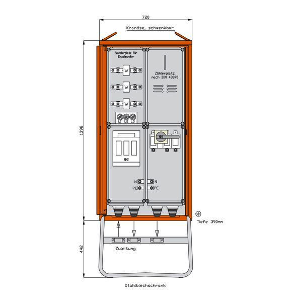 1St. Walther WA0031 Anschlussschrank 173kVA mit Wandlermessung und einem NH-Abgang