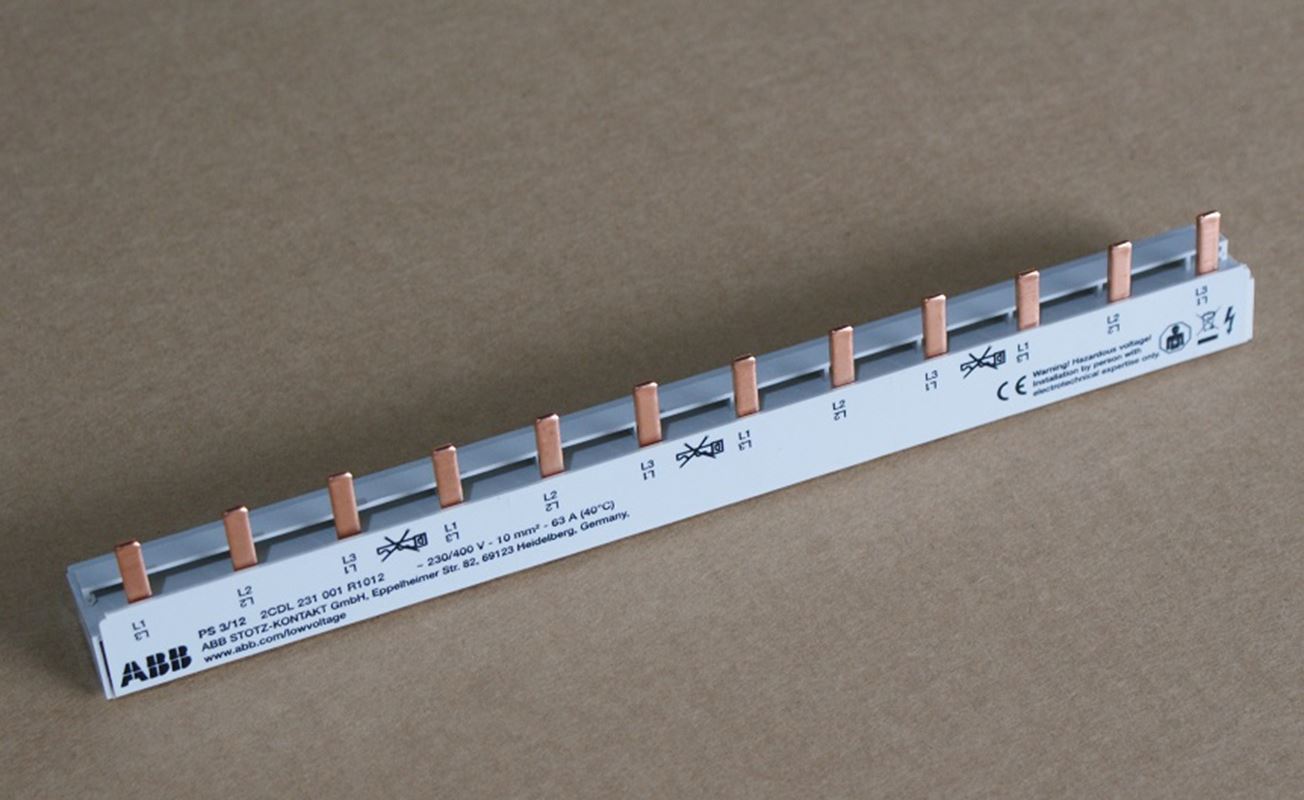 1St. ABB PS3/12 2CDL231001R1012 Phasenschiene 12TE 3polig * Stiftanschluss PS 3/12 geschlossen