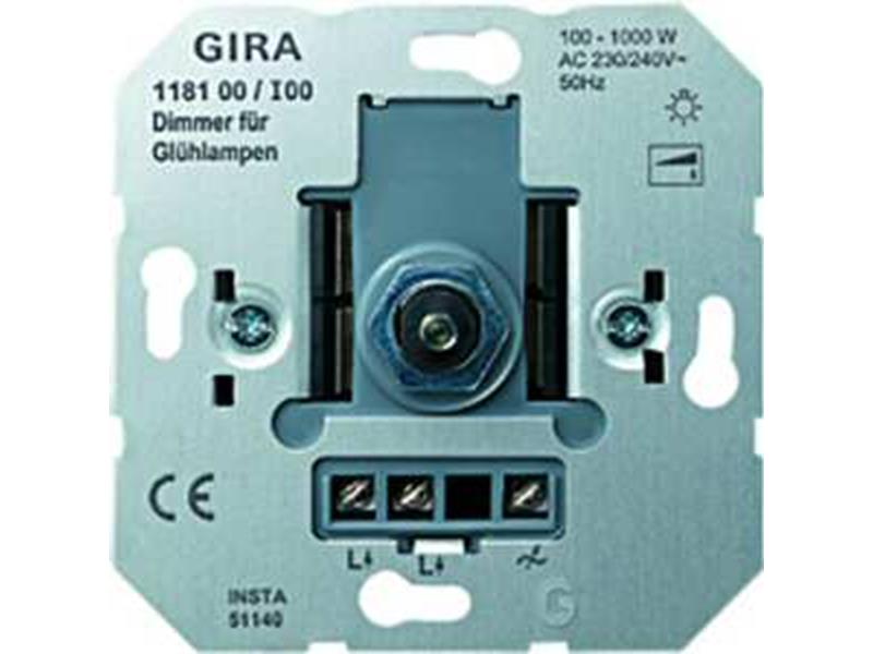 1St. Gira 118100 Dimmer DruckWechsel Glühlampe 100 1000W Einsatz