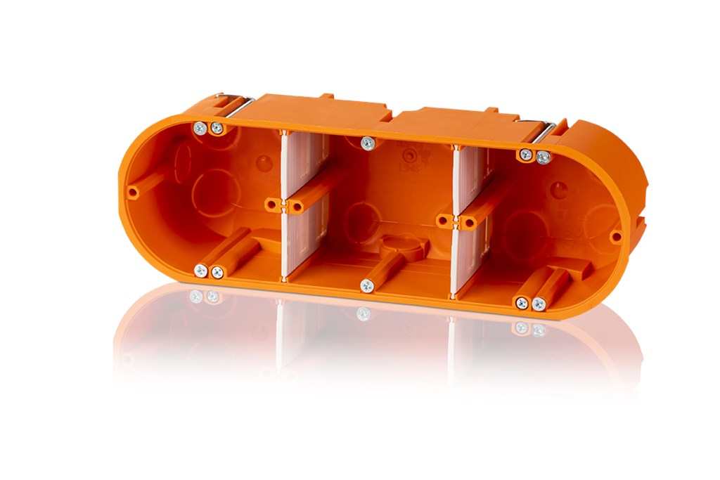 1St. F-Tronic HW30 Hohlwandgerätedose massiv 3 fach, d= 68, t=60mm 7350063 * Hohlwandschalterdose Hohlwanddose