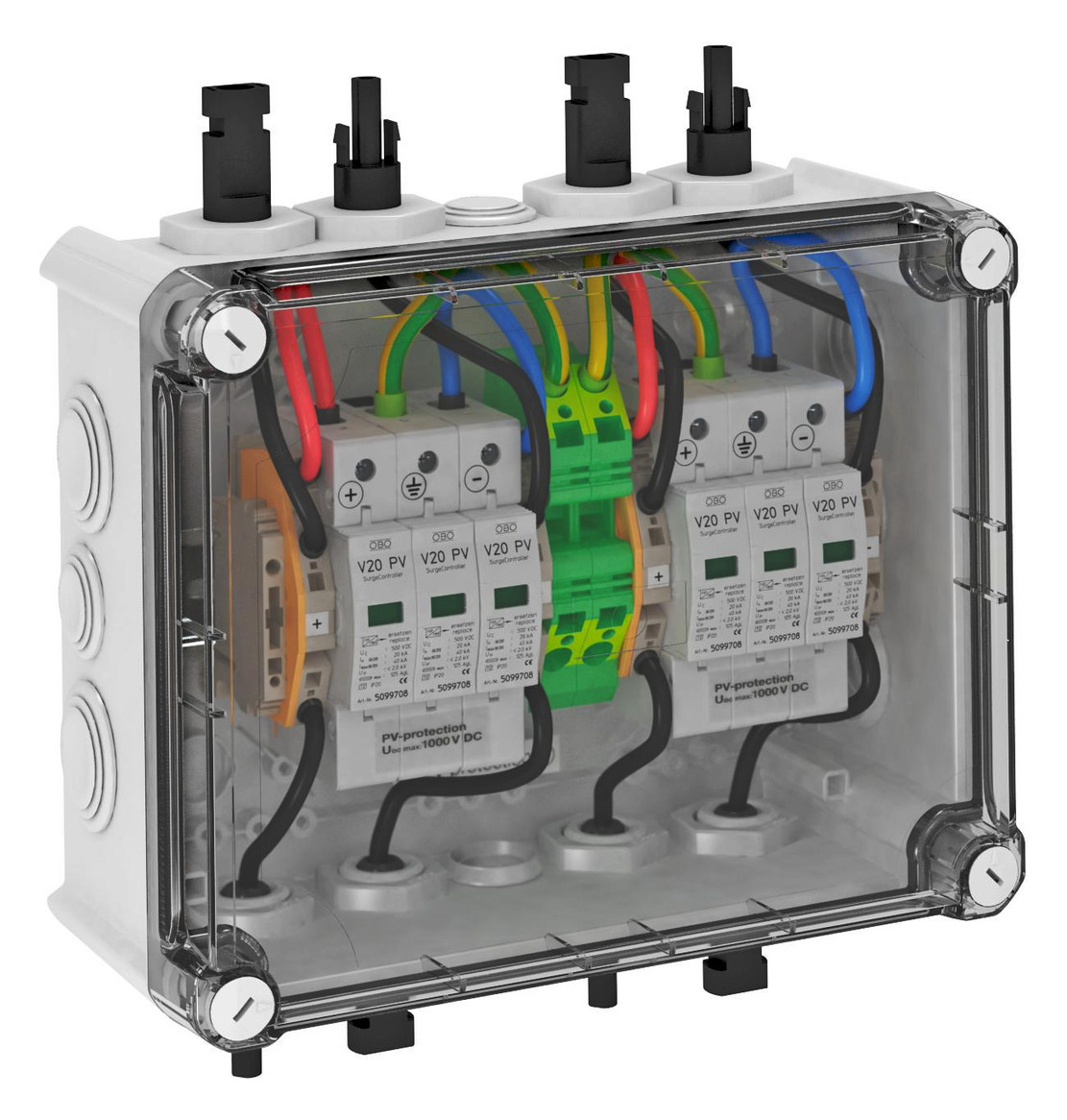 1St. OBO PVG-C1000S110 PV-Systemlösung im Gehäuse 2x1 PV-String auf 2 5088556