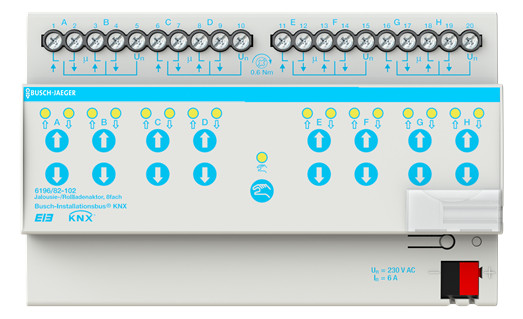 1St. Busch-Jaeger 6196/82-102 Jalousieaktor, 6 A mit Vor-Ort-Bedienung, 8-fach Busch-Installationsbus KNX