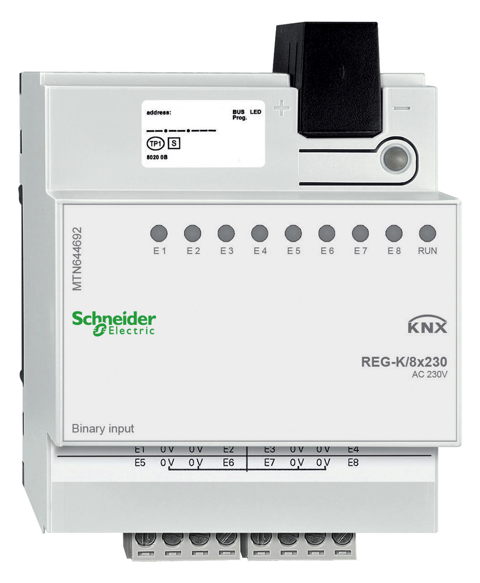 1St. Schneider Electric MTN644692 Binäreingang REG-K/8x230, lichtgrau