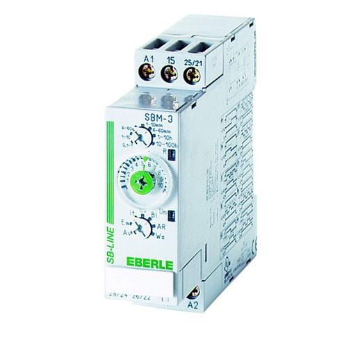 1St. Eberle 054551649830 Zeitrelais UC 12...240 V 50/60 Hz, 8 A, 2 We, 0,1 s...100 Std. SBM-3 / 22,5 mm