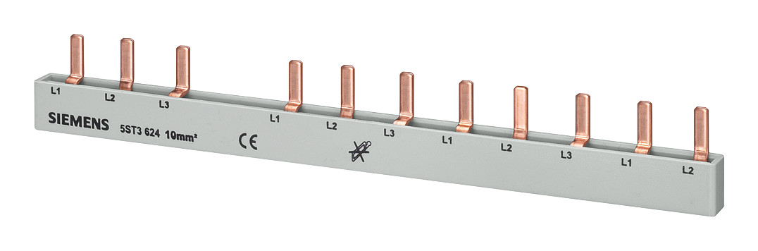 1St. Siemens 5ST3624 Stiftsammelschiene, 10mm2 Anschluss: 3-phasig/N+8x Phase berührungssicher für.