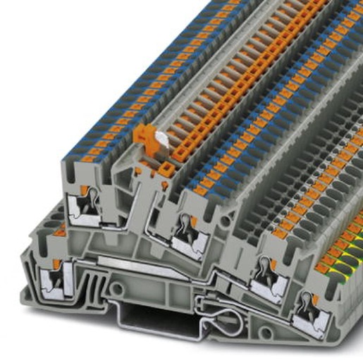 1St. Phoenix Contact PTI 2,5-PE/L/NTB Installationsschutzleiterklemme Push-in-Anschluss Querschnitt: 0,14 mm² - 4 mm² AWG: 26 - 12 Breite: 5,2 mm  grau Montageart: NS 35/7,5 NS 35/15 3