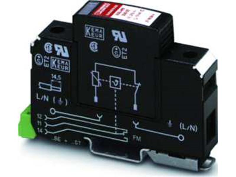 1St. Phoenix Contact VAL-MS 230/FM Überspannungsableiter bestehend aus Basiselement mit FM-Kontakt und Schutzstecker mit Hochleistungsvaristor zur Montage auf NS 35/7,5 230 V AC 1-kana