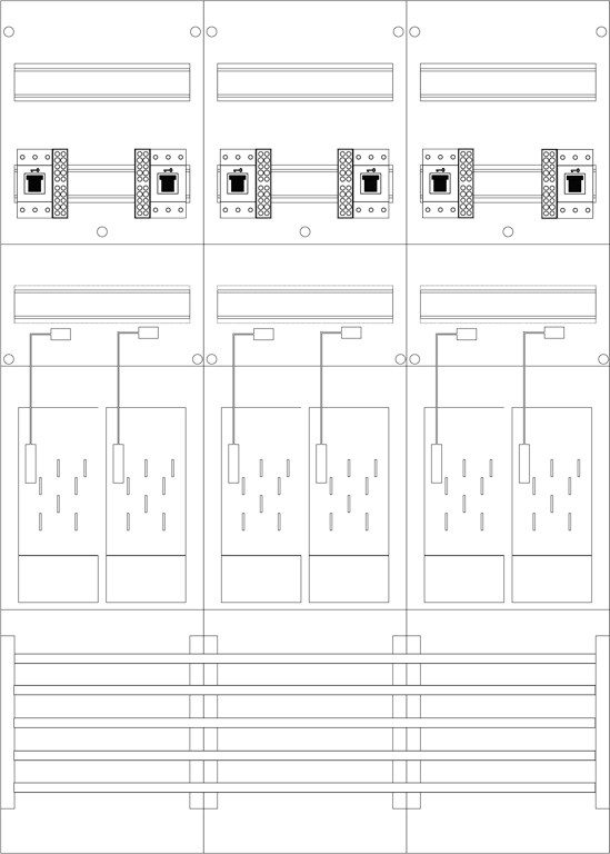 1St. F-Tronic E316DS-HSS Zählerfeld 3-feldrig, H=1050mm, 6-eHZ mit DS, 6 HSS, E316DS-HSS 7120172