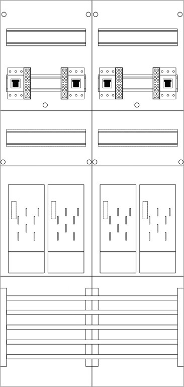 1St. F-Tronic E216-HSP Zählerfeld 2-feldrig, H=1050mm, 4-eHZ, 4 HSP, E216-HSP 7120180