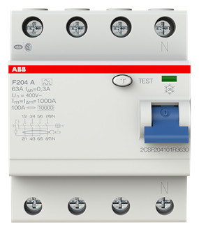 1St. Abb F204A-63/0,3 2CSF204101R3630 Fi-Schutzschalter 4x63A 300mA 0,3A