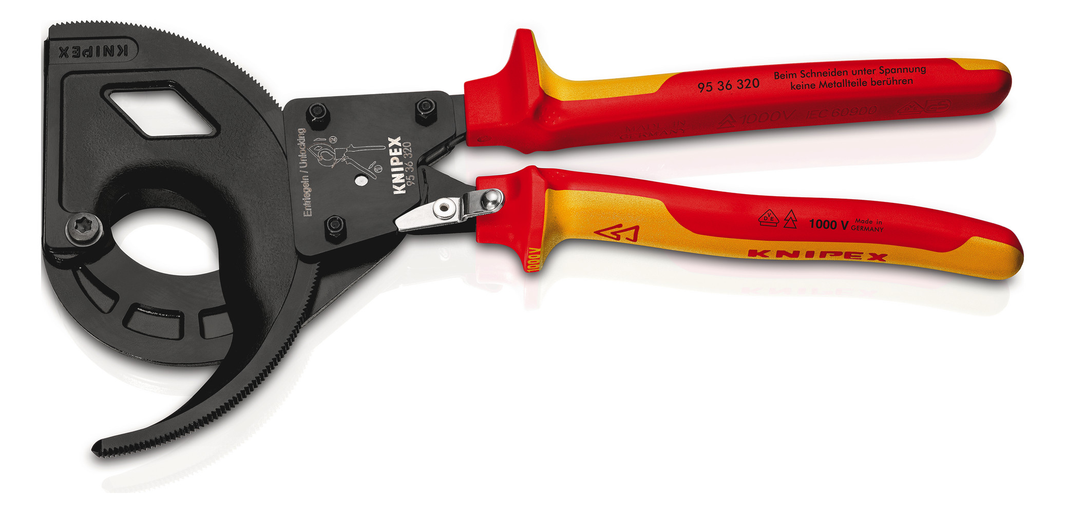 1St. Knipex 95 36 320 Ratschenkabelschneider bis d= 60 mm / 600 mm², VDE-geprüft nach DIN EN 60 900, 1000 V 320 mm