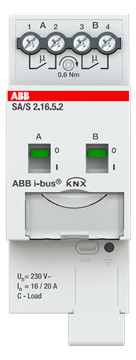 1St. ABB SA/S2.16.5.2 Schaltaktor, 2fach, 16 A, C-Last, REG 2CDG110265R0011