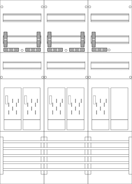 1St. F-Tronic E216ER6 Zählerfeld 3-feldrig, H=1050mm, 5-eHZ, 1 Res., E216ER6 7120114