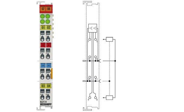 1St. Beckhoff Automation KL2134 4-Kanal-Digital-Ausgangsklemme 24 V DC, 0,5 A mit Verpolungsschutz2 Ausgänge 3-Leitertechnik, 2 Ausgänge 1-Leitertechnik