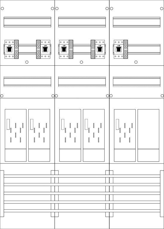 1St. F-Tronic E216ER6-HSS Zählerfeld 3-feldrig, H=1050mm, 5-eHZ, 5 HSS, 1 Res., E216ER6-HSS 7120192